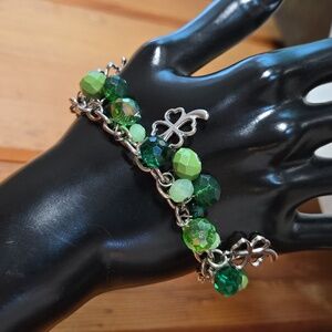 Lucky Shamrock Charm Bead Bracelet